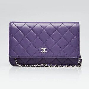 Chanel Purple Quilted Lambskin Leather Classic WOC Clutch Bag